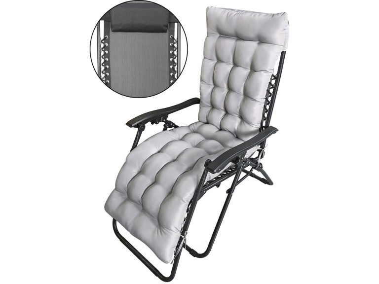 Sintra" zero gravity garden recliner with quilted cushion - Black