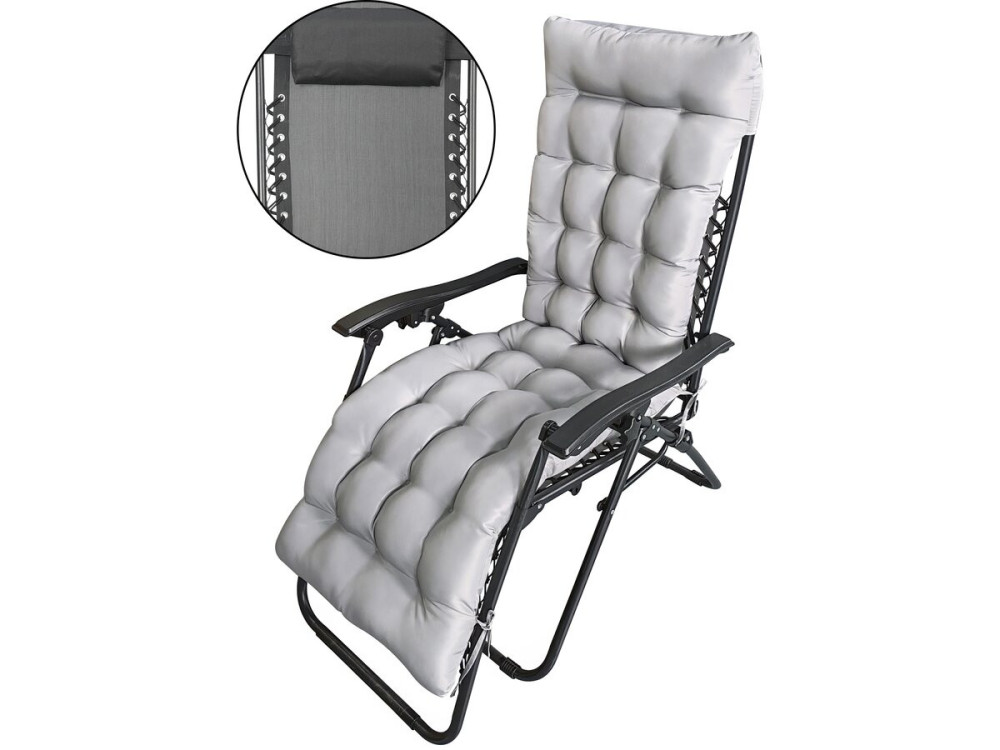 Sintra" zero gravity garden recliner with quilted cushion - Black