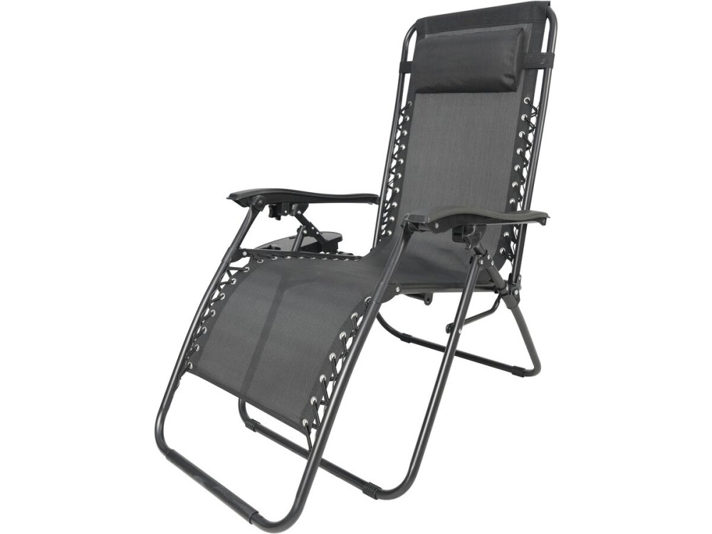 Sintra" zero gravity garden recliner with quilted cushion - Black