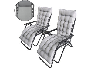 Set of 2 "Sintra" zero-gravity recliners with quilted cushions - Grey