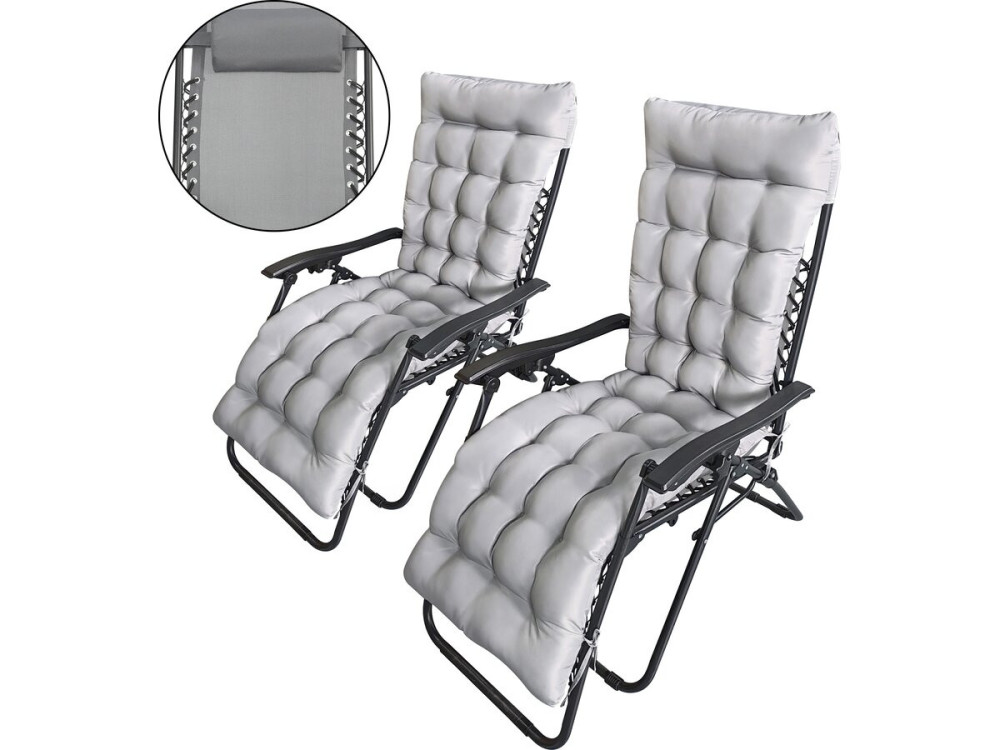 Set of 2 "Sintra" zero-gravity recliners with quilted cushions - Grey