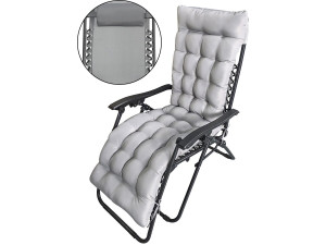 Sintra" zero gravity garden recliner with quilted cushion - Grey