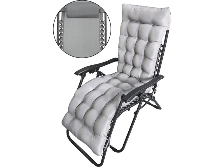 Sintra" zero gravity garden recliner with quilted cushion - Grey