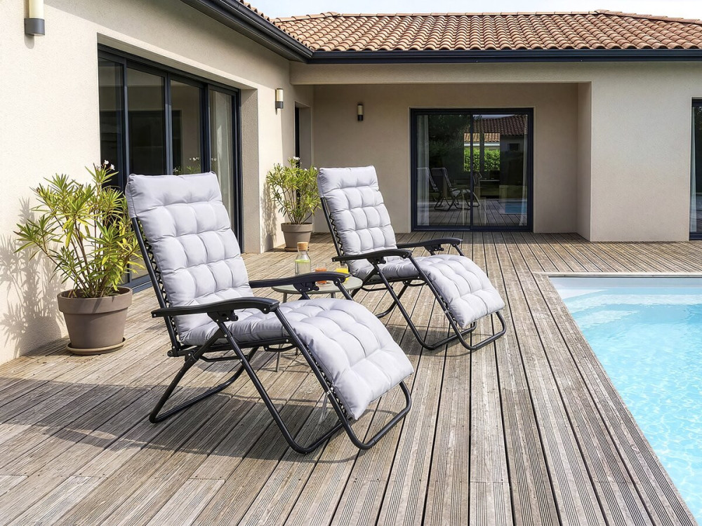 Sintra" zero gravity garden recliner with quilted cushion - Grey
