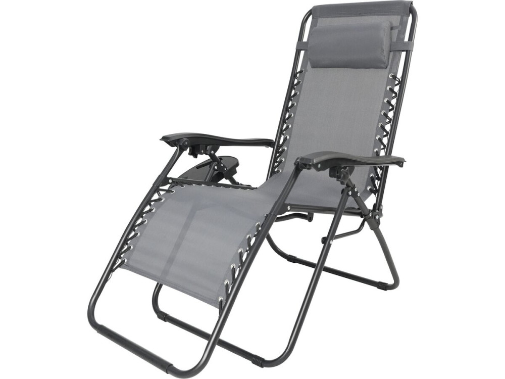 Sintra" zero gravity garden recliner with quilted cushion - Grey