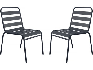Set of 2 stackable metal garden chairs "Bilbao" - Grey