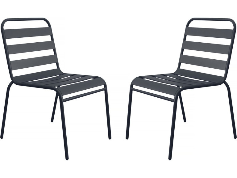 Set of 2 stackable metal garden chairs "Bilbao" - Grey