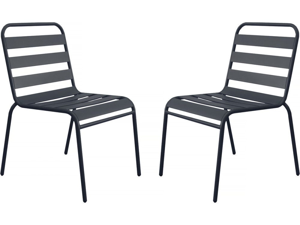 Set of 2 stackable metal garden chairs "Bilbao" - Grey