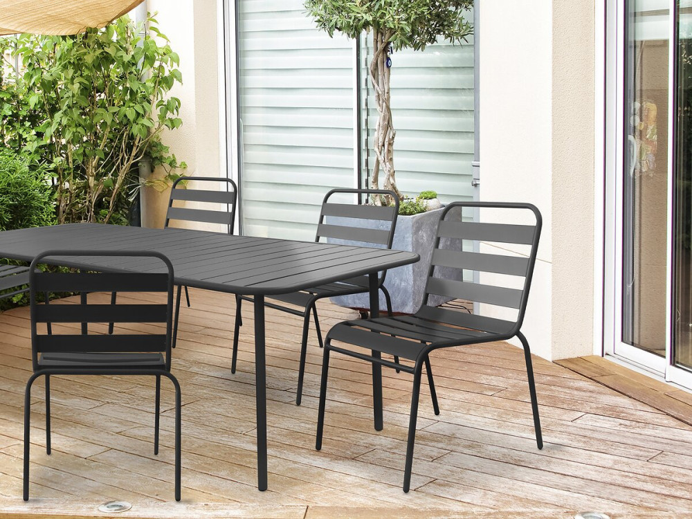 Set of 2 stackable metal garden chairs "Bilbao" - Grey