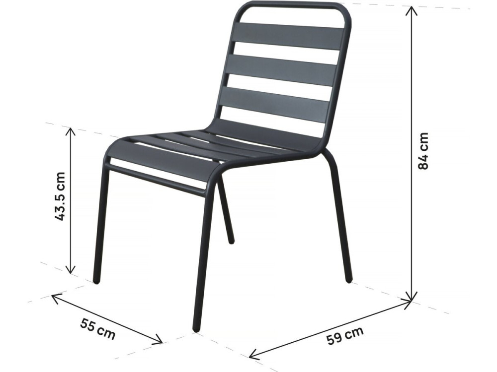 Set of 2 stackable metal garden chairs "Bilbao" - Grey