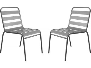 Set of 2 stackable metal garden chairs "Bilbao" - Taupe