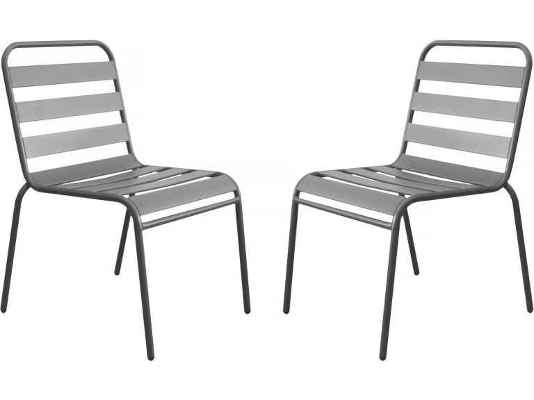 Set of 2 stackable metal garden chairs "Bilbao" - Taupe