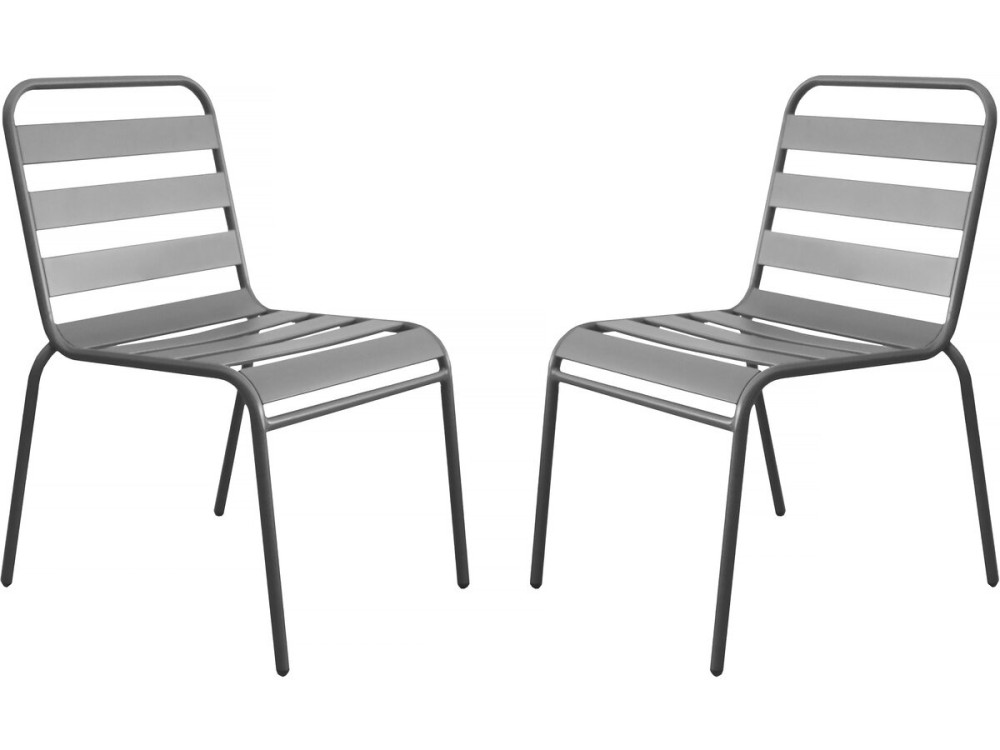 Set of 2 stackable metal garden chairs "Bilbao" - Taupe
