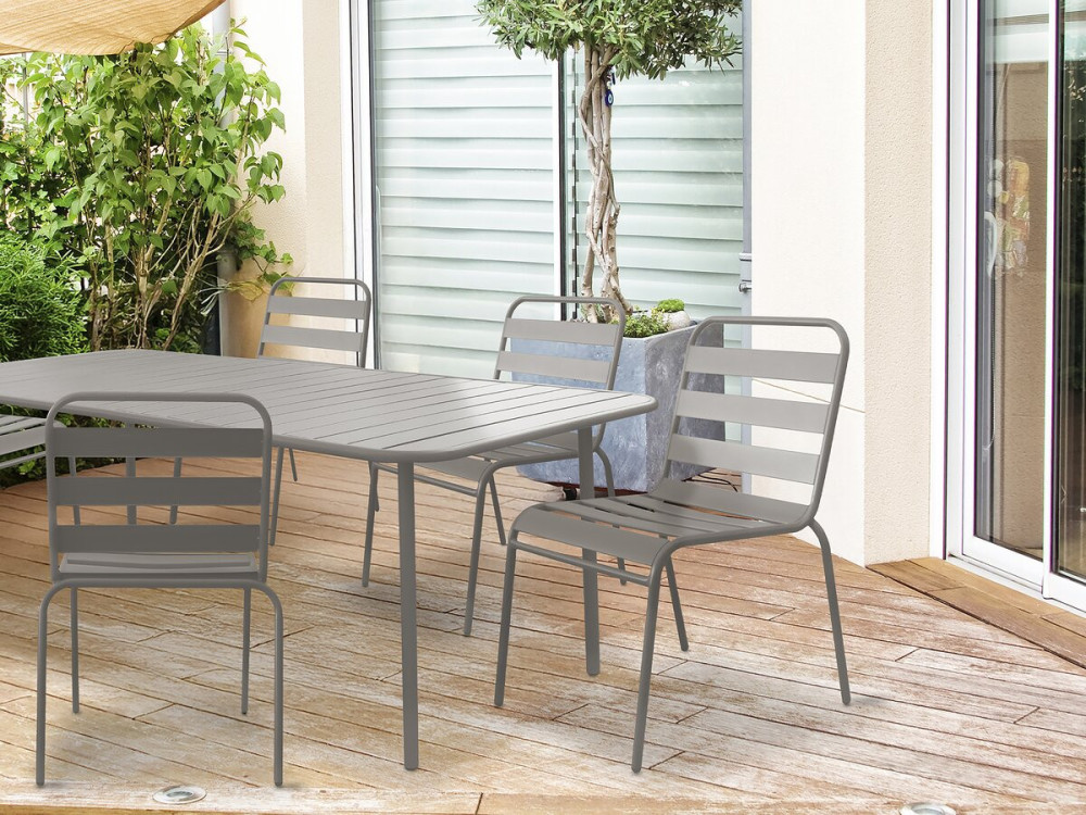 Set of 2 stackable metal garden chairs "Bilbao" - Taupe