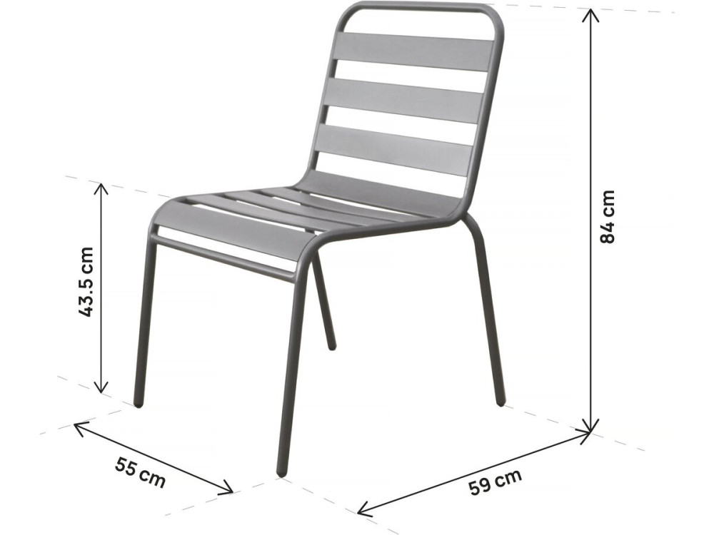 Set of 2 stackable metal garden chairs "Bilbao" - Taupe