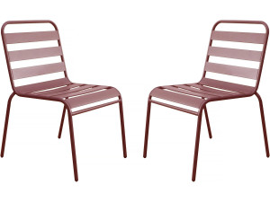 Set of 2 stackable metal garden chairs "Bilbao" - Terracotta