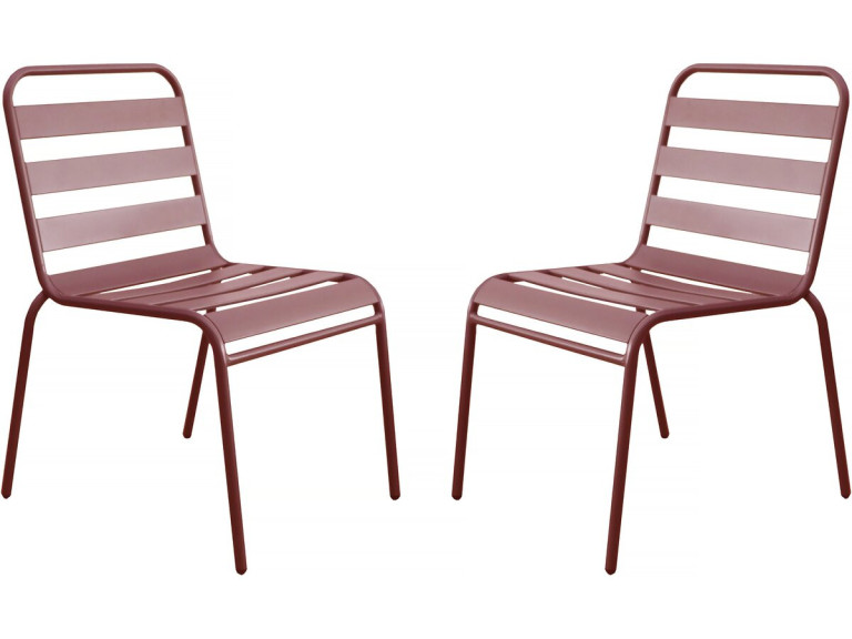 Set of 2 stackable metal garden chairs "Bilbao" - Terracotta