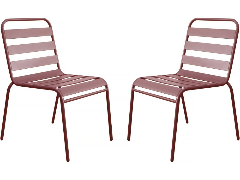 Set of 2 stackable metal garden chairs "Bilbao" - Terracotta