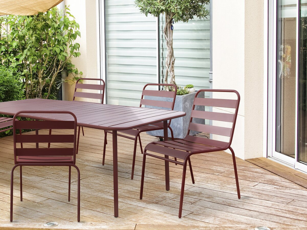 Set of 2 stackable metal garden chairs "Bilbao" - Terracotta