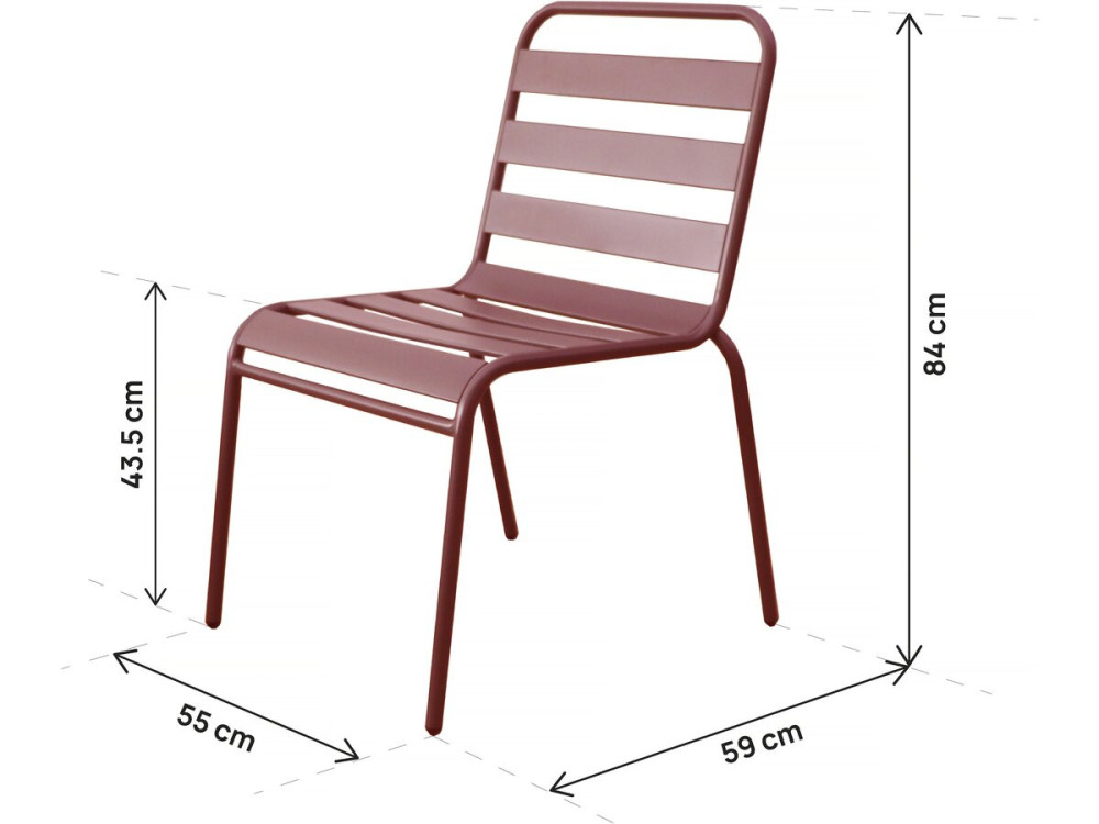Set of 2 stackable metal garden chairs "Bilbao" - Terracotta