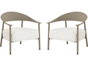 Set of 2 "Céora" plastic and metal garden armchairs - Taupe
