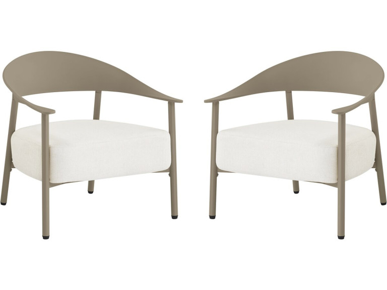 Set of 2 "Céora" plastic and metal garden armchairs - Taupe