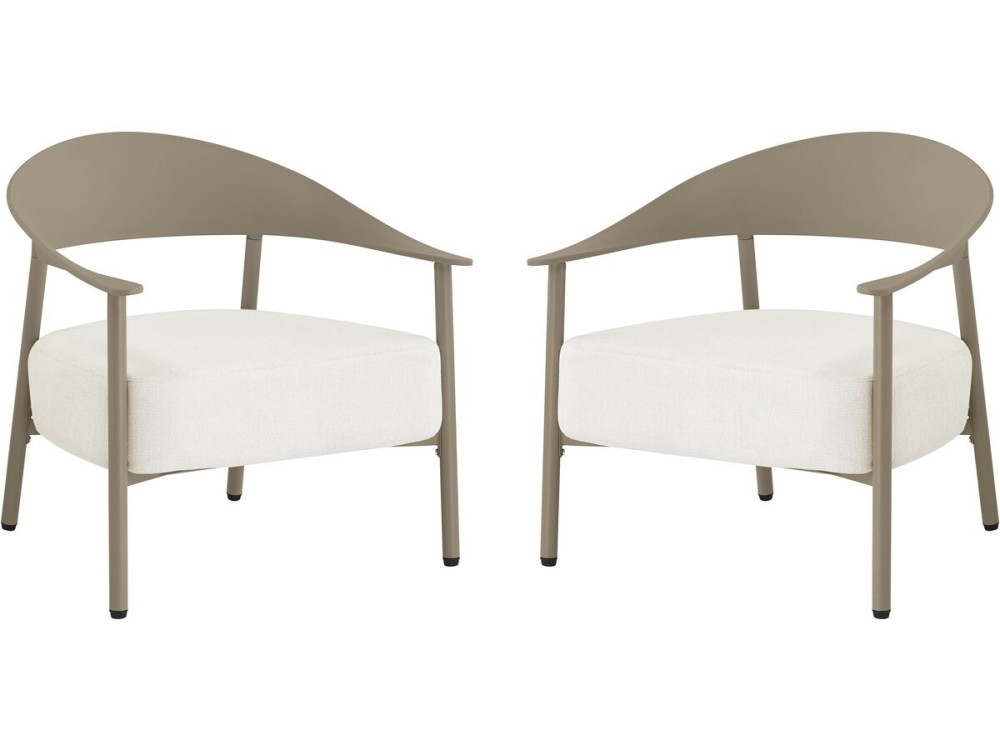 Set of 2 "Céora" plastic and metal garden armchairs - Taupe