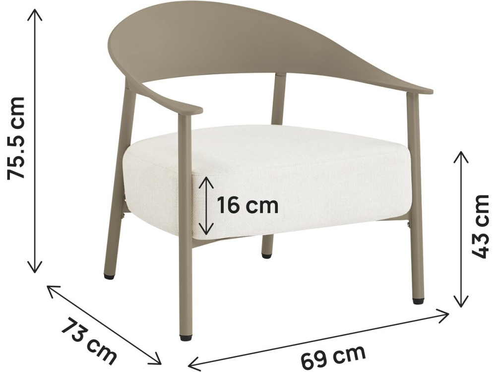 Set of 2 "Céora" plastic and metal garden armchairs - Taupe