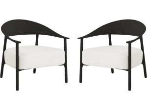 Set of 2 "Céora" plastic and metal garden armchairs - Black