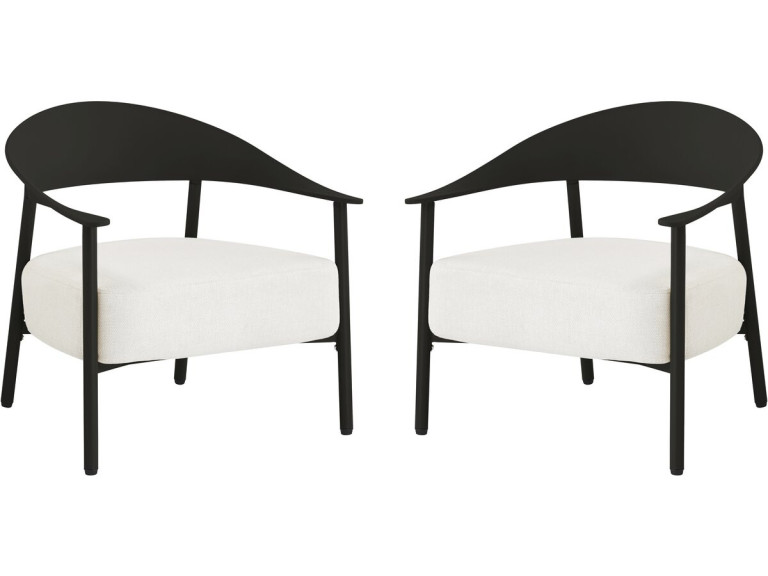 Set of 2 "Céora" plastic and metal garden armchairs - Black