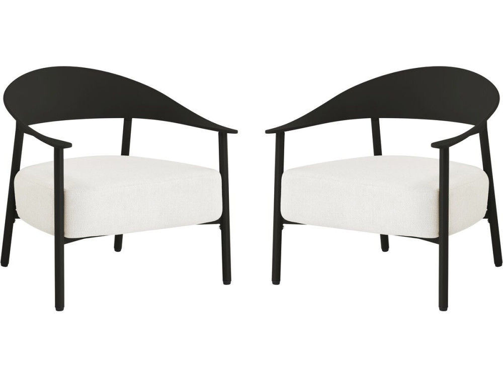 Set of 2 "Céora" plastic and metal garden armchairs - Black