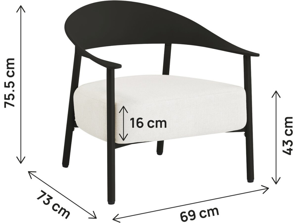 Set of 2 "Céora" plastic and metal garden armchairs - Black