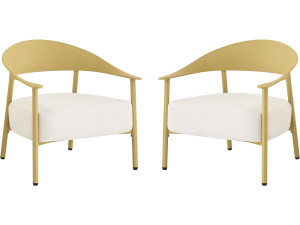 Set of 2 "Céora" plastic and metal garden armchairs - Yellow