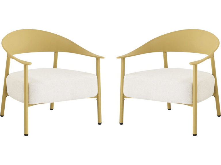 Set of 2 "Céora" plastic and metal garden armchairs - Yellow
