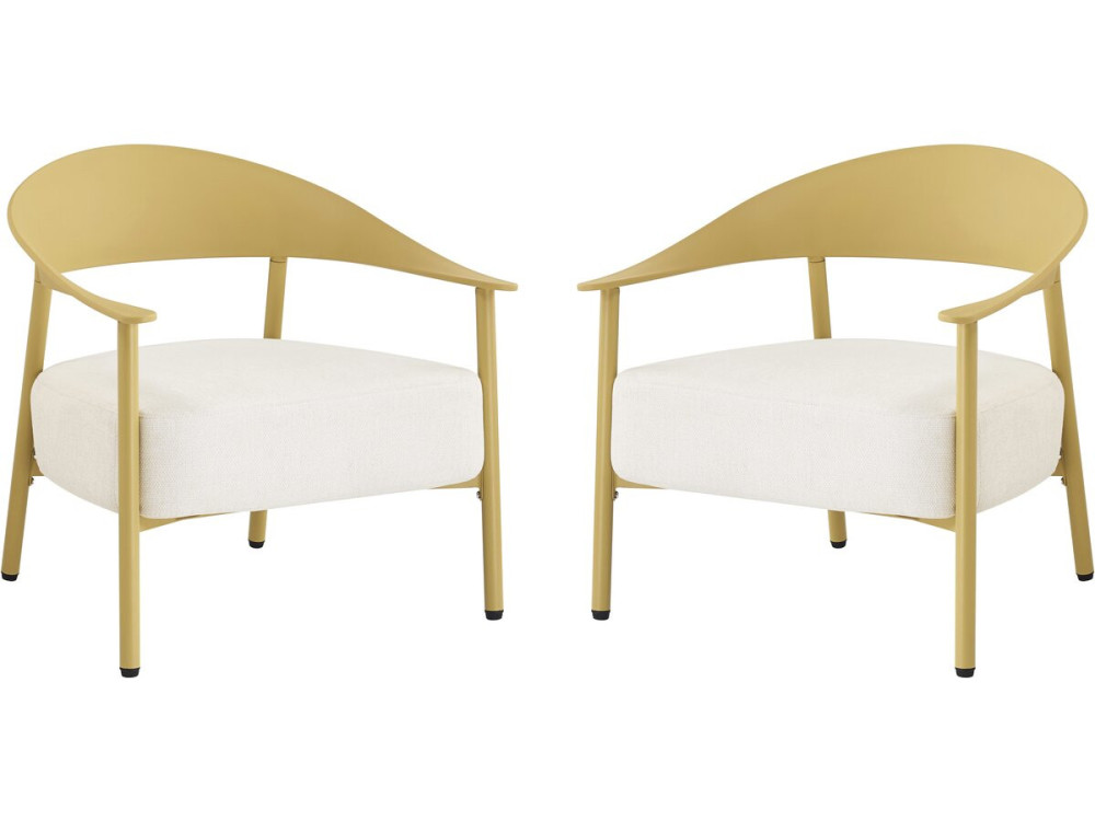 Set of 2 "Céora" plastic and metal garden armchairs - Yellow