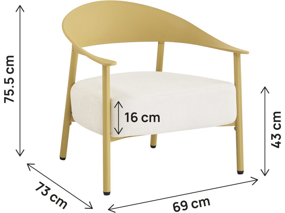 Set of 2 "Céora" plastic and metal garden armchairs - Yellow