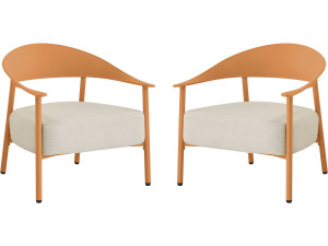 Set of 2 "Céora" plastic and metal garden armchairs - Orange