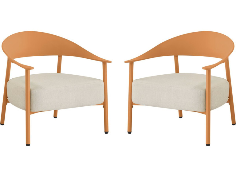 Set of 2 "Céora" plastic and metal garden armchairs - Orange