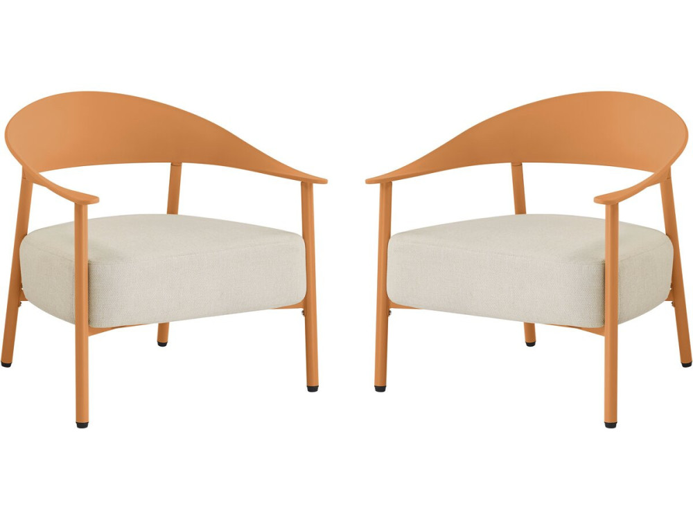 Set of 2 "Céora" plastic and metal garden armchairs - Orange