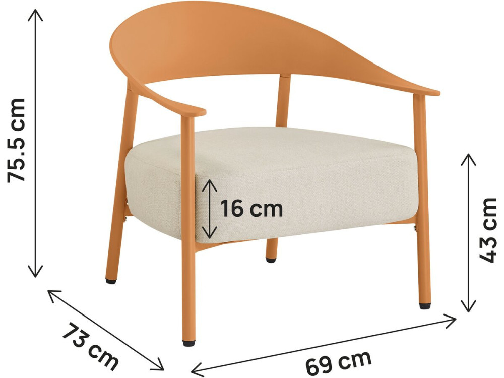 Set of 2 "Céora" plastic and metal garden armchairs - Orange