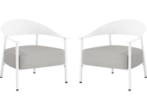 Set of 2 "Céora" plastic and metal garden armchairs - White
