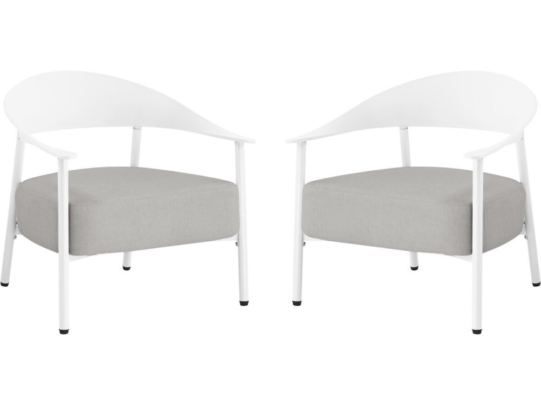 Set of 2 "Céora" plastic and metal garden armchairs - White