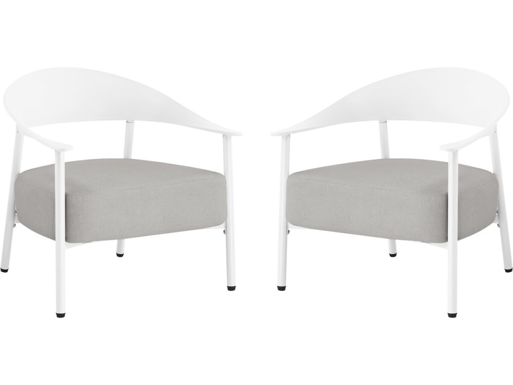 Set of 2 "Céora" plastic and metal garden armchairs - White