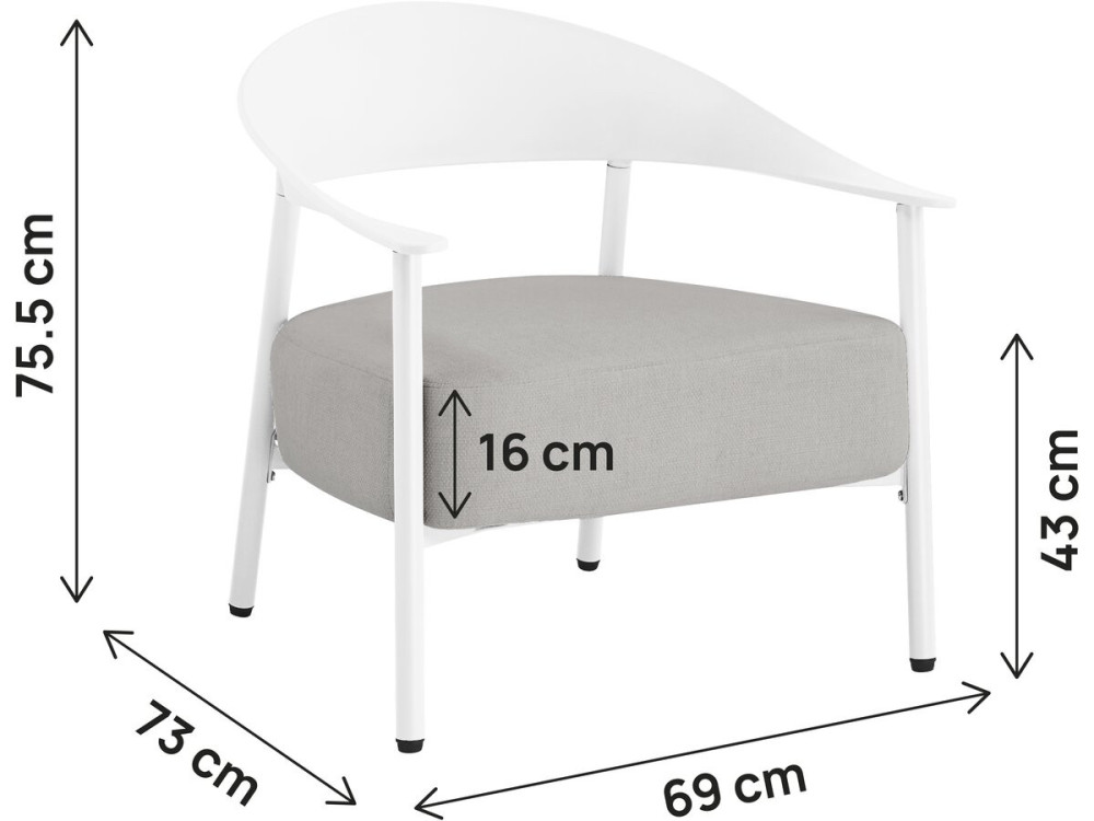 Set of 2 "Céora" plastic and metal garden armchairs - White