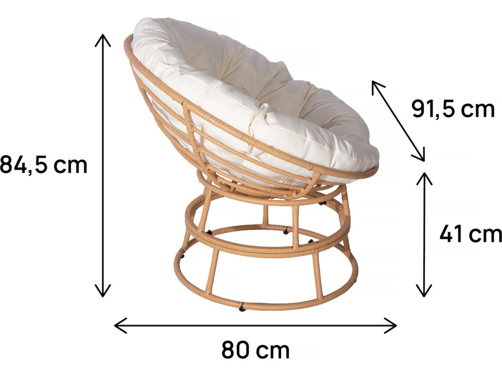 Papasan indoor/outdoor armchair loveuse style "Bali" - Ø91cm - Beige