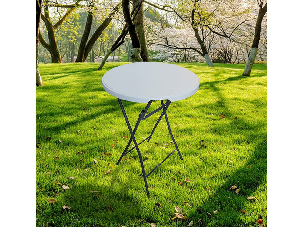 Folding plastic high table Ø 80 cm "Lili" - white