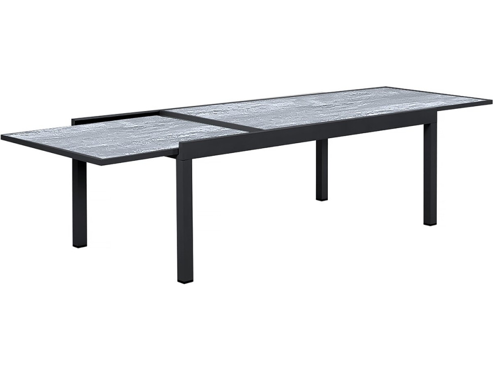 Lagos" extendable aluminium garden table - 200/320 x 105 x 76 cm - Grey