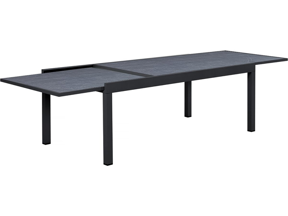 Lagos" extendable aluminium garden table - 200/320 x 105 x 76 cm - Black