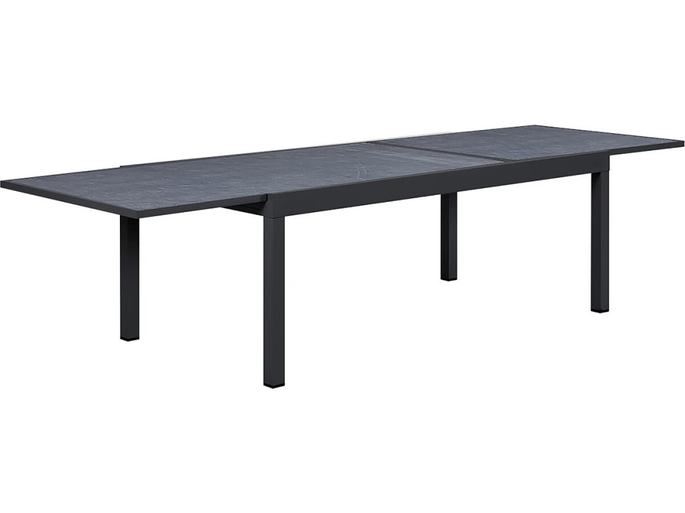 Lagos" extendable aluminium garden table - 200/320 x 105 x 76 cm - Black