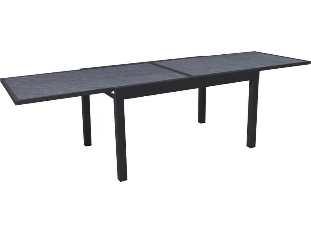 Lagos" extendable aluminium garden table - 140/280 x 90 x 76 cm - Black